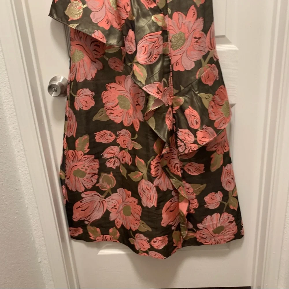 NWT KAY UNGER BELLE FLORAL PRINT RUFFLED SLEEVELESS A-LINE GOWN - Picture 7 of 11